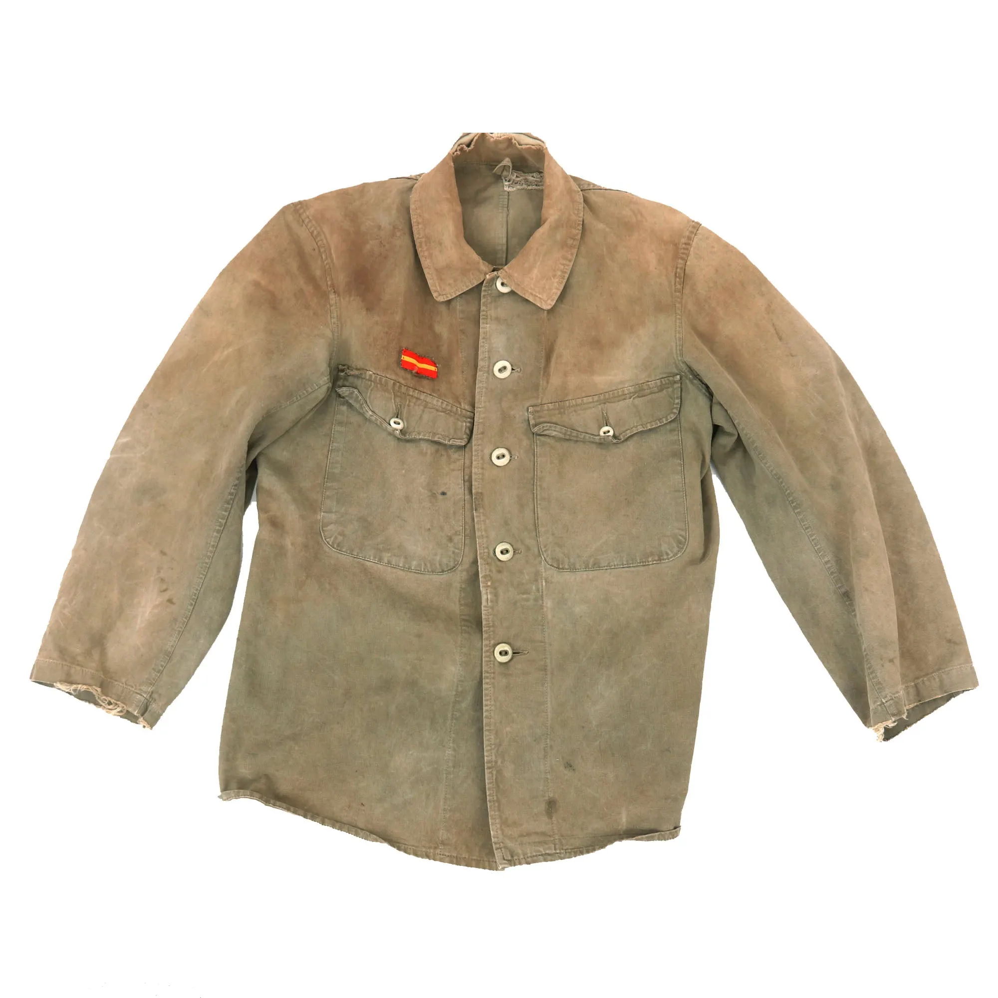 Original Japanese WWII Late-War Enlisted Man’s Tropical Cotton Tunic - Leading Private - Glass Buttons