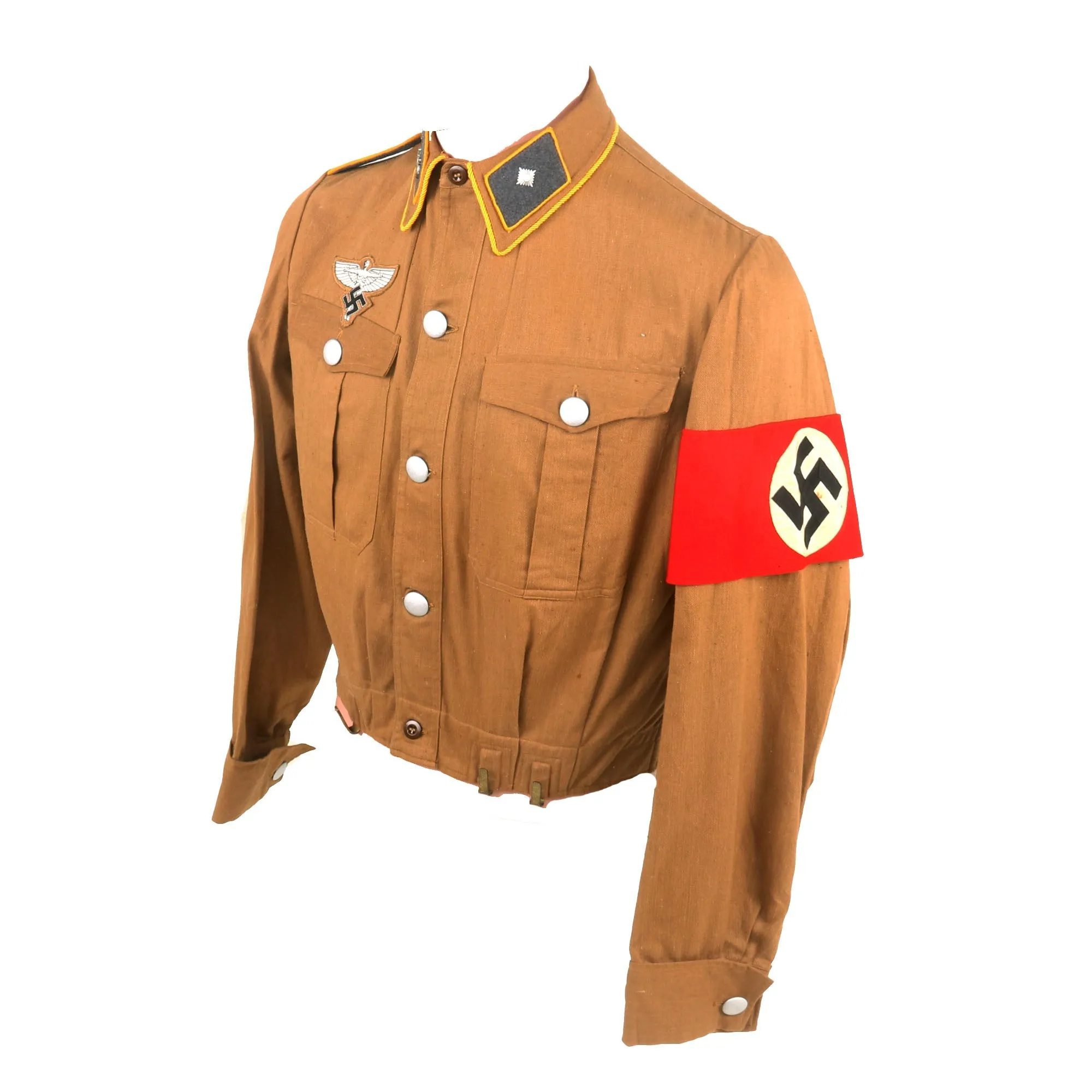 Original WWII German NSFK National Socialist Flying Corps Scharführer NCO Brown Shirt Tunic