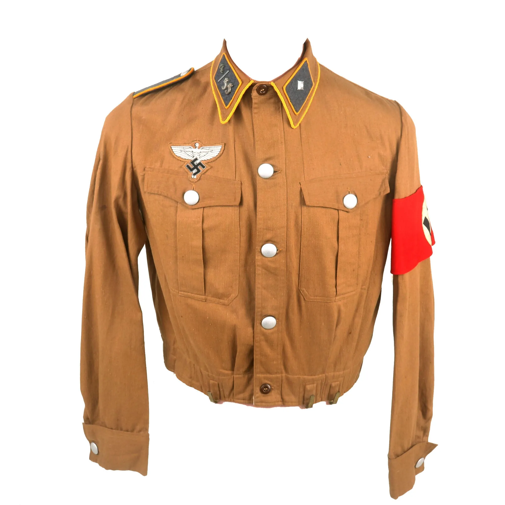 Original WWII German NSFK National Socialist Flying Corps Scharführer NCO Brown Shirt Tunic