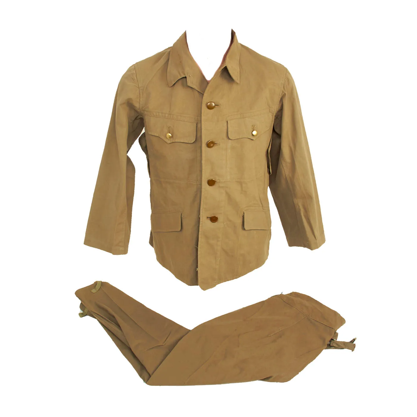 Original WWII Imperial Japanese Army Unissued Tropical Uniform Set - Tunic & Trousers - dated 1942 & 1943