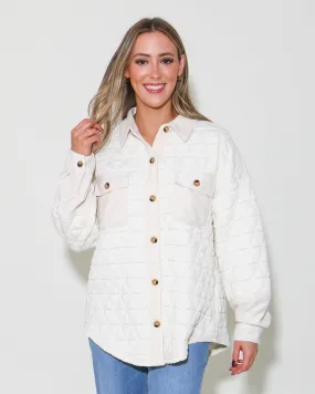 Oversized Quilted Cozy Shacket Jacket in Cream