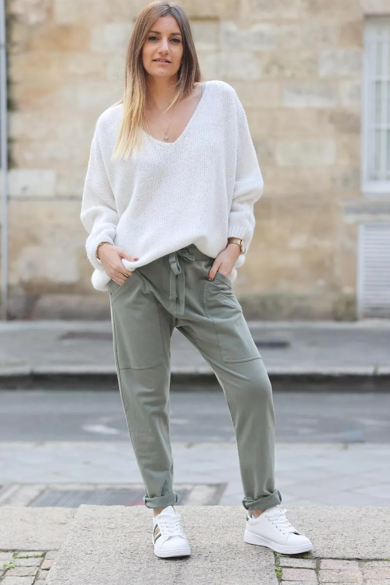 Pantalon de jogging urbain kaki à poches