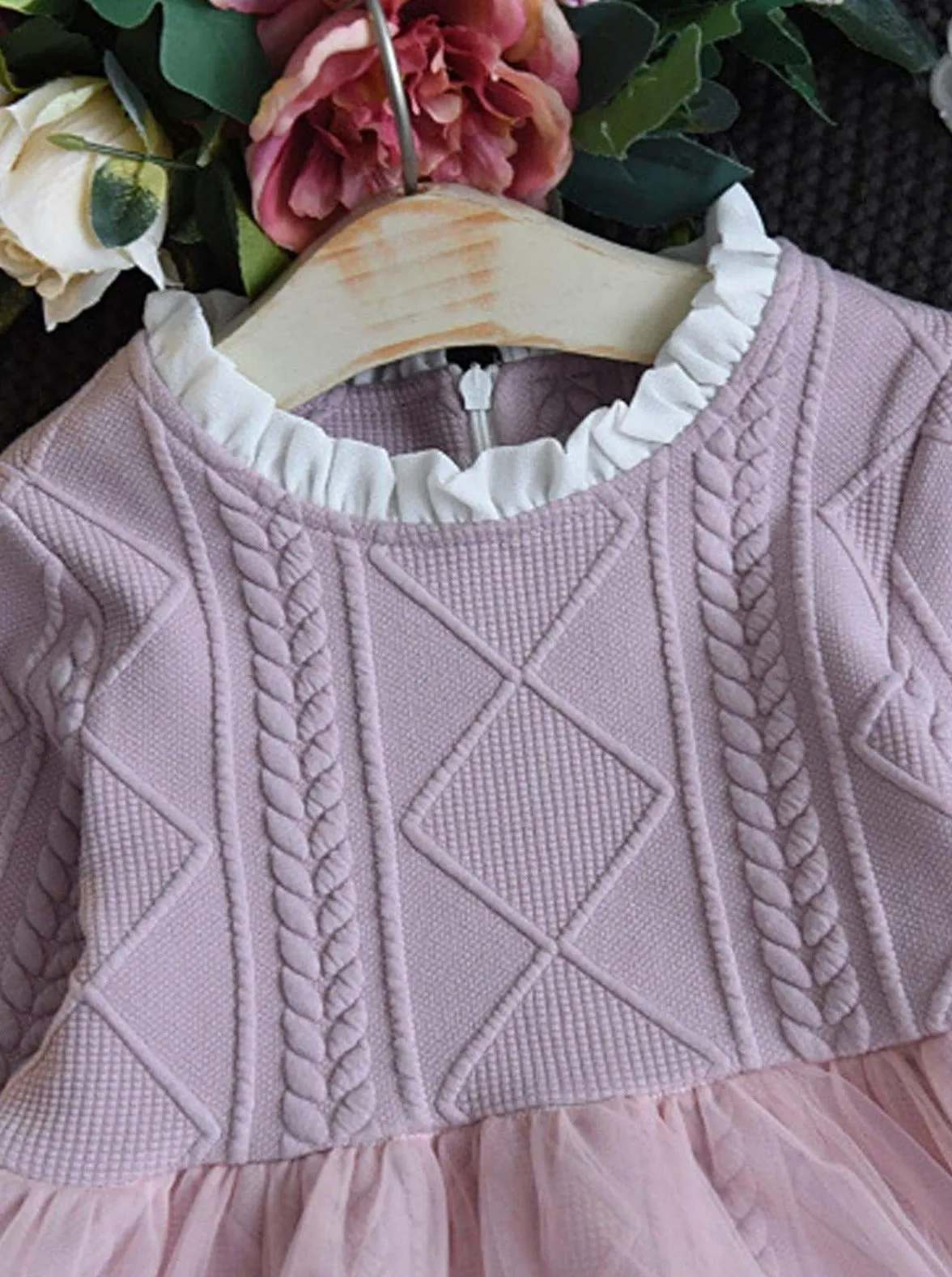 Pastel Princess Cable Knit Sweater Tutu Dress