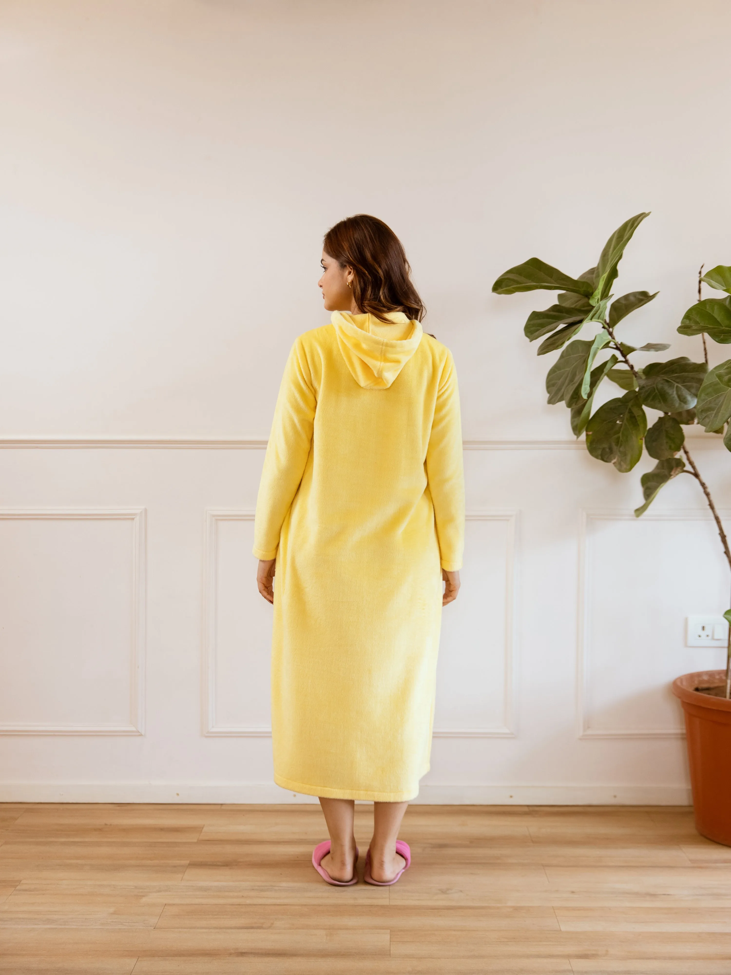 Pastel Yellow Super Soft Woollen Hoodie Dress