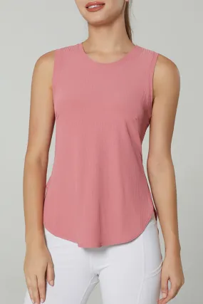 Peach Blossom Solid Color Round Hem Yoga Tank Top – Flow Through Your Day Like a Goddess 🌸