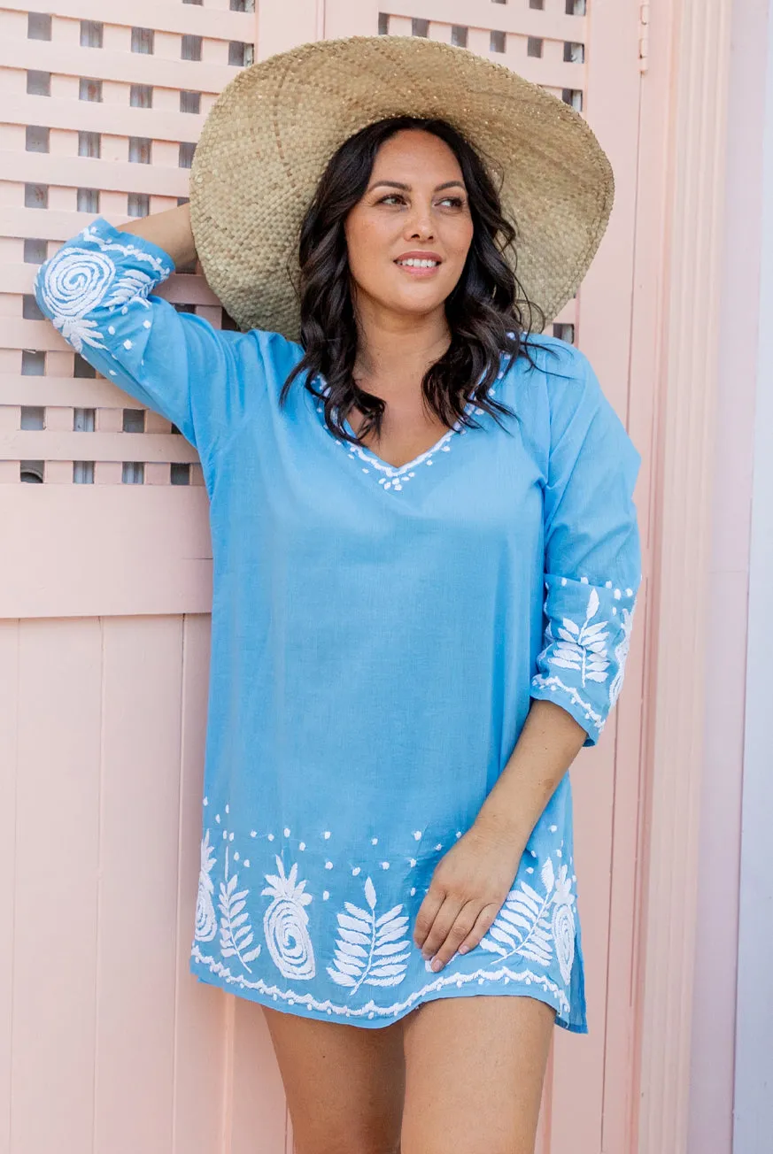 Pineapple Hand Embroidered Cotton Tunic