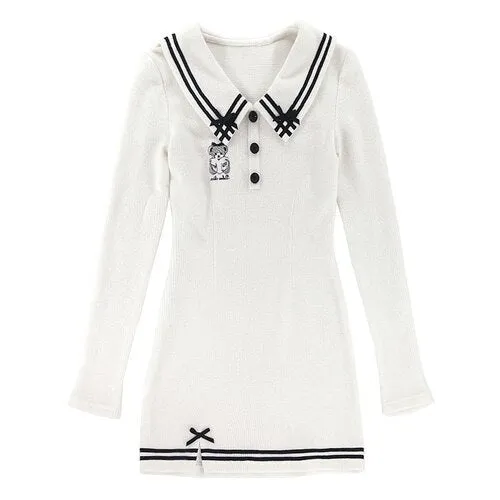 Pink Sailor Bear Sweater Dress