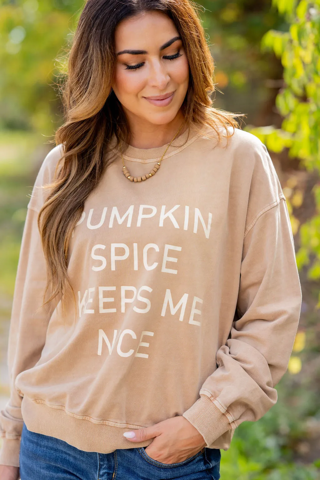 Pumpkin Spice Keeps Me Nice Graphic Crewneck