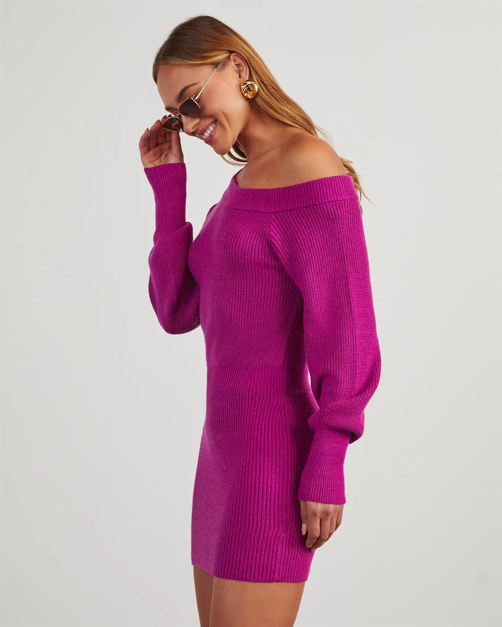 Raina Off Shoulder Mini Sweater Dress