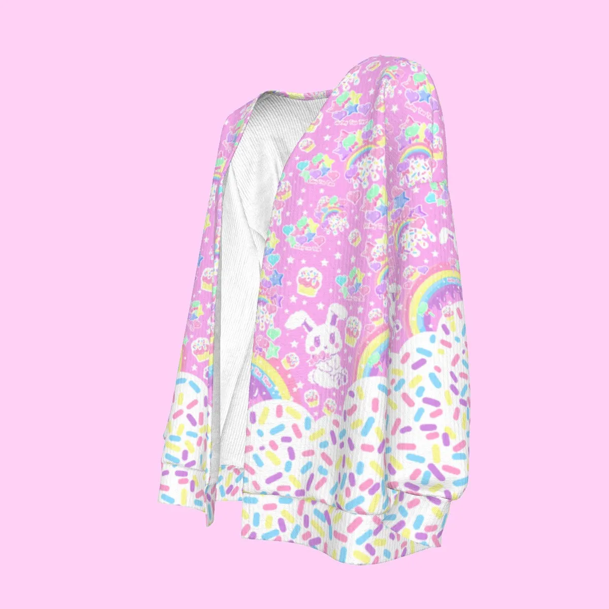 Rainbow Sweets Pink Open Front Cardigan