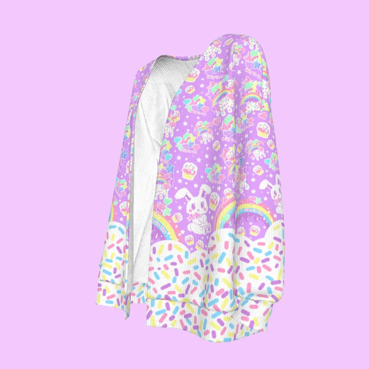 Rainbow Sweets Purple Open Front Cardigan