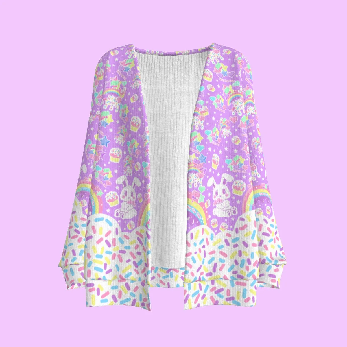 Rainbow Sweets Purple Open Front Cardigan