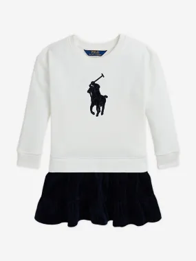 Ralph Lauren Girls Big Pony Sweater Dress in White