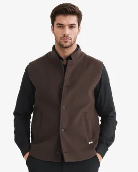 Rare Rabbit Men's Thermo Brown Mandarin Collar Sleeveless Jacket