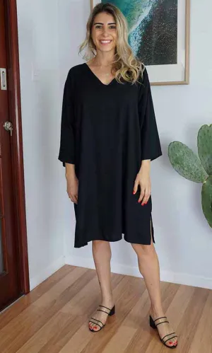 Rayon Dress 3/4 Sleeve Plain, More Colours