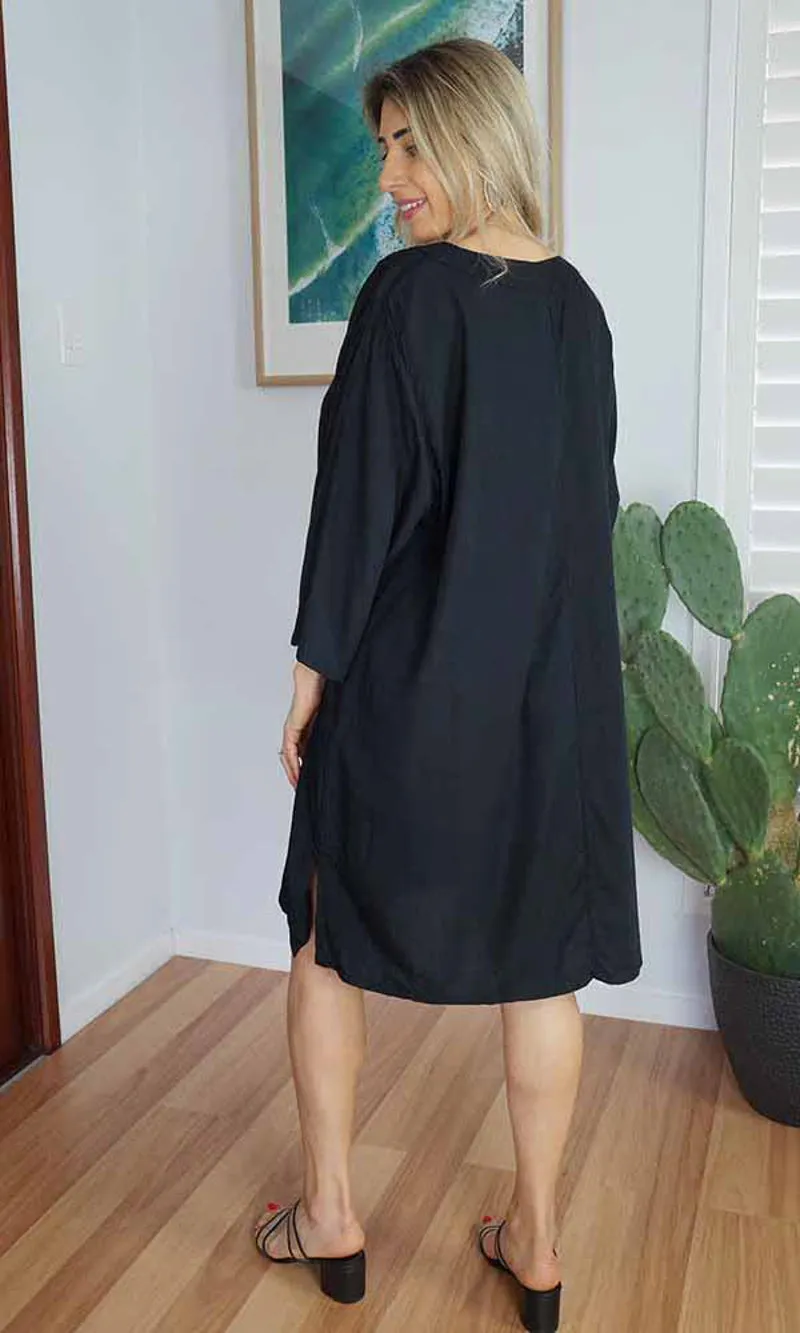 Rayon Dress 3/4 Sleeve Plain, More Colours