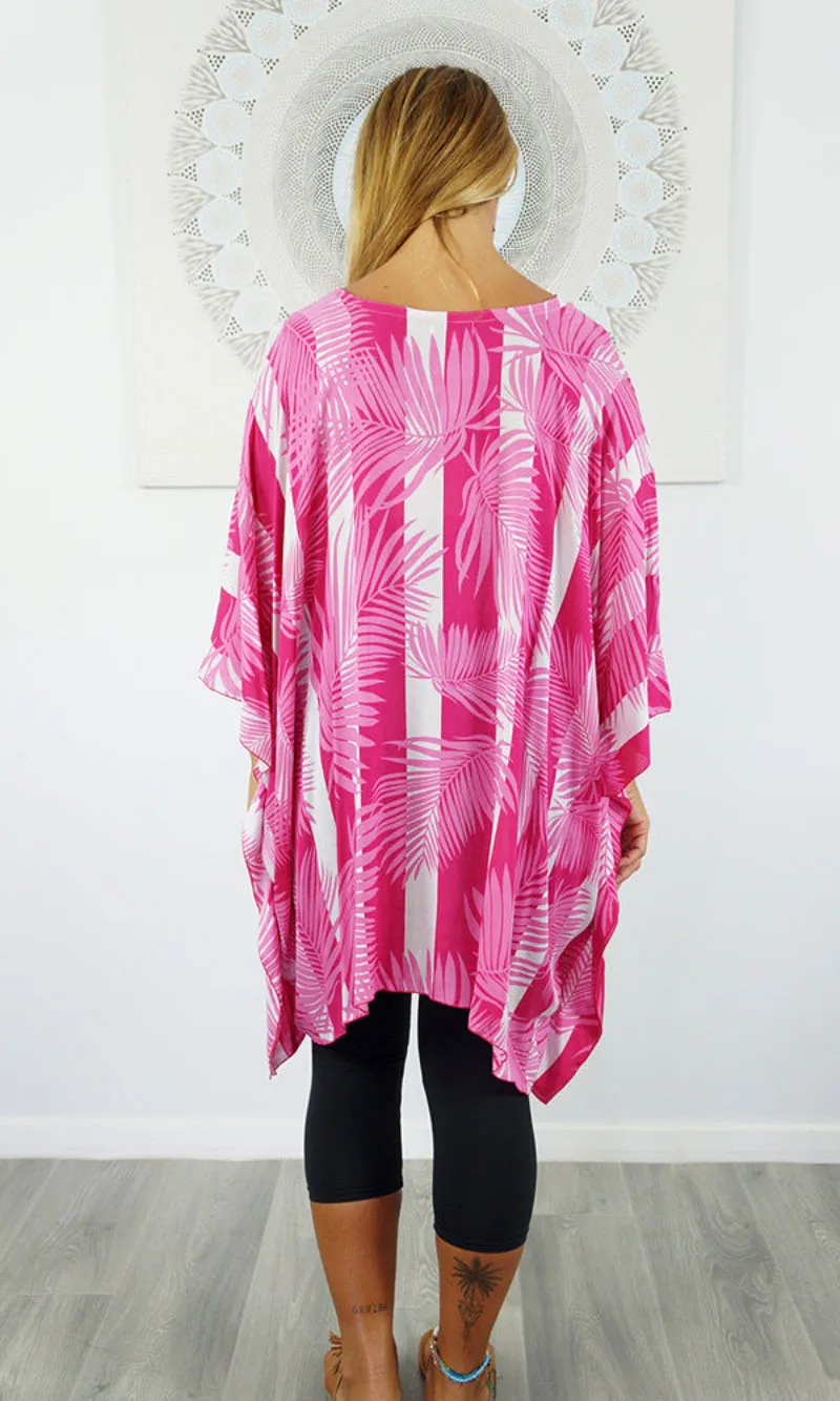 Rayon Tunic Short Leaf/Stripes