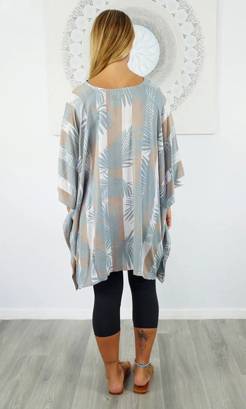 Rayon Tunic Short Leaf/Stripes