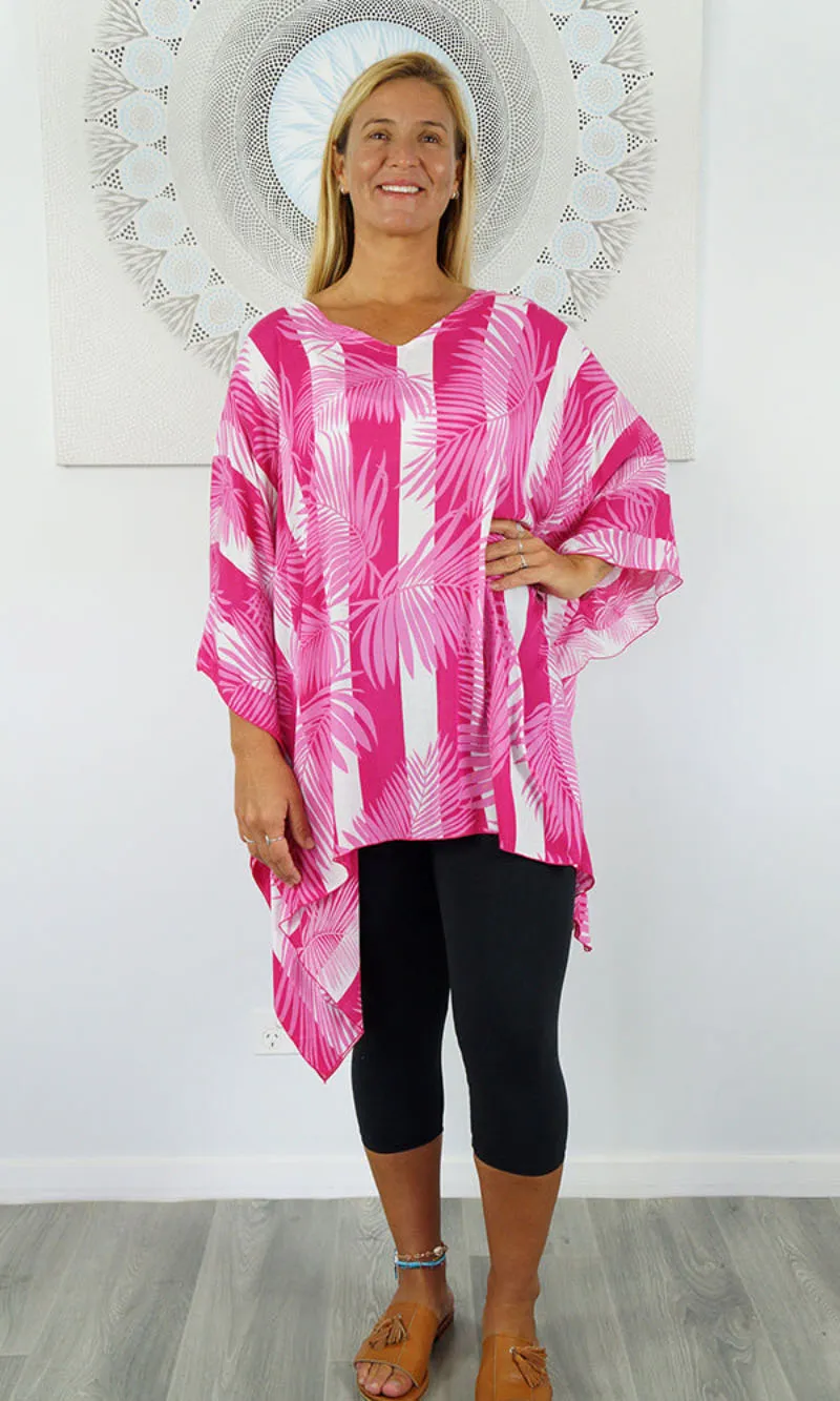 Rayon Tunic Short Leaf/Stripes