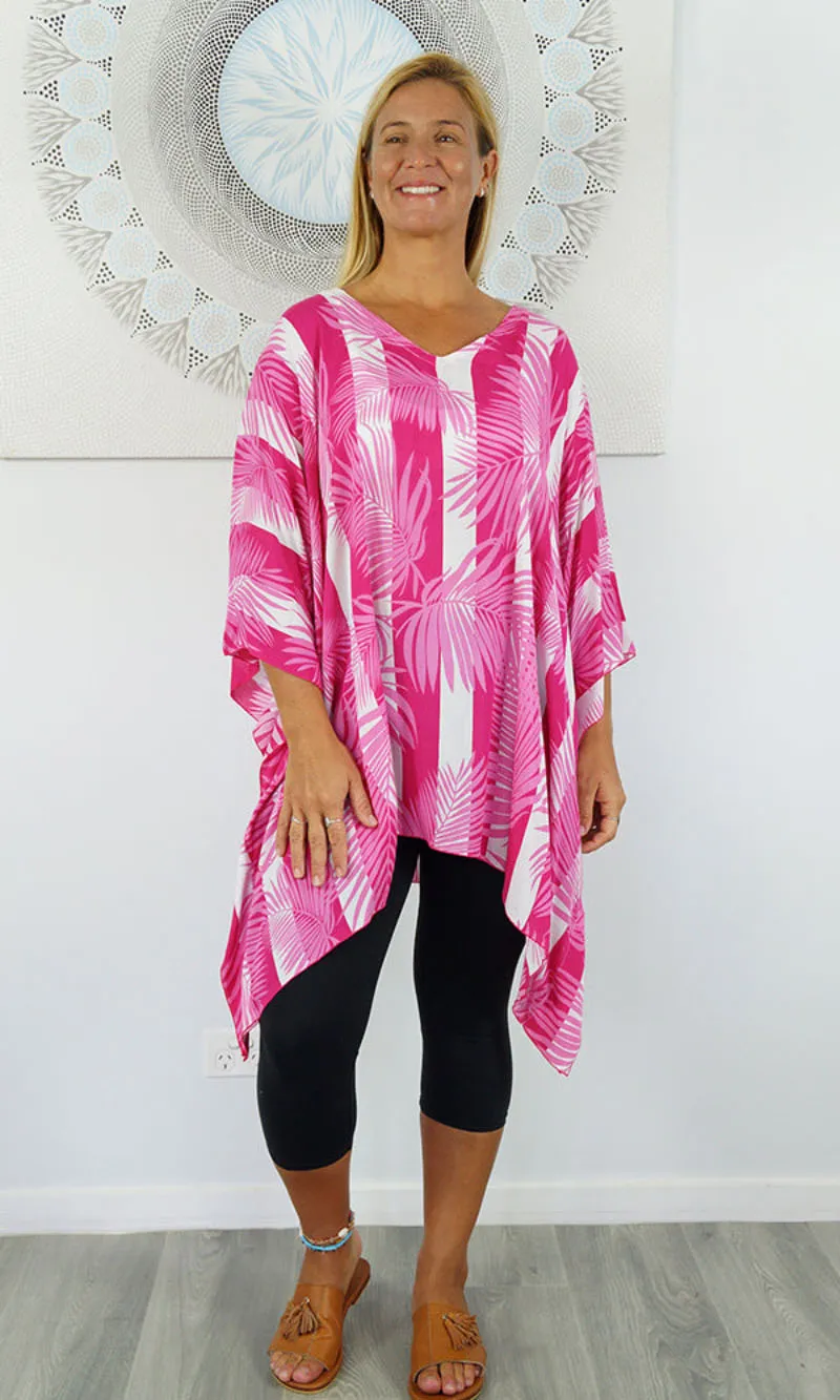 Rayon Tunic Short Leaf/Stripes