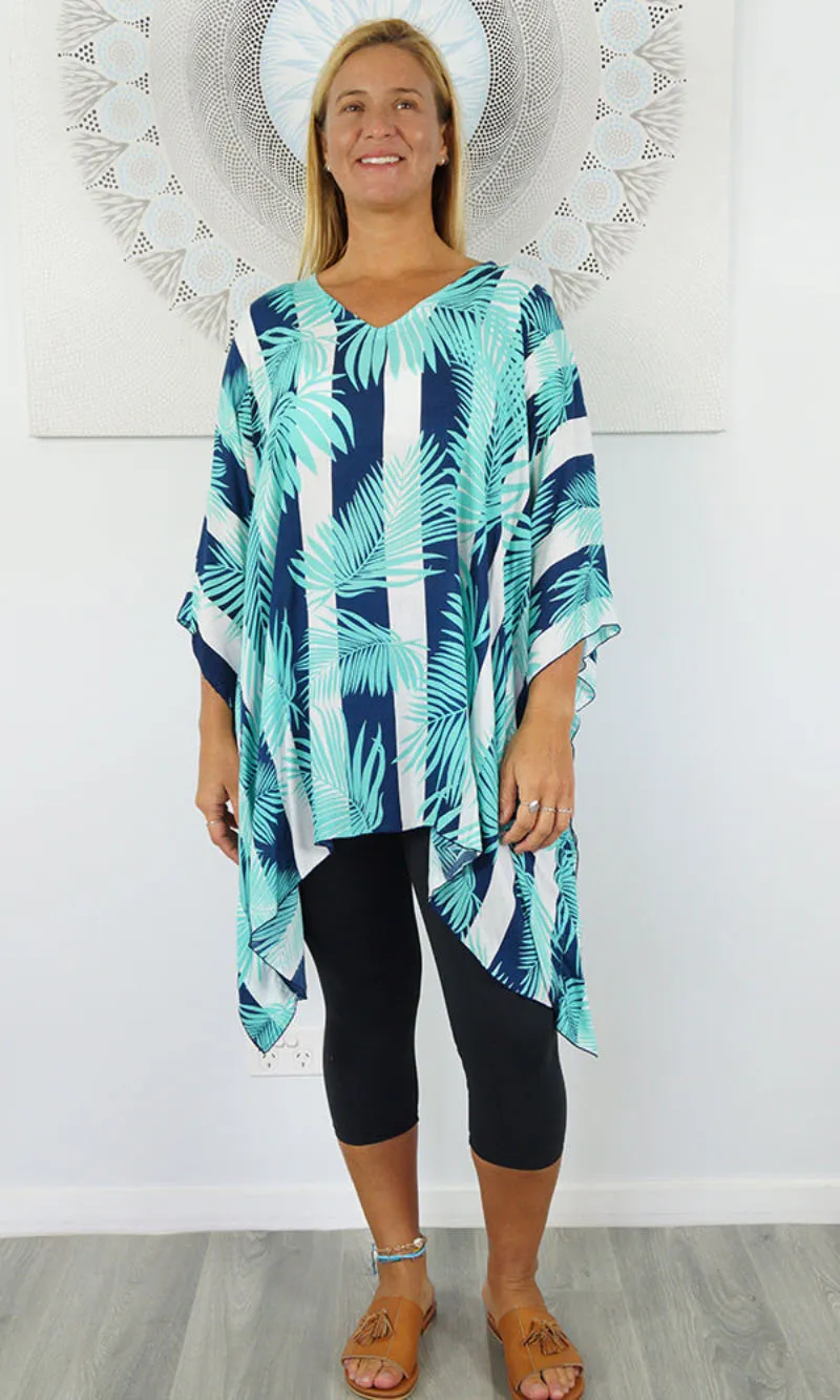 Rayon Tunic Short Leaf/Stripes