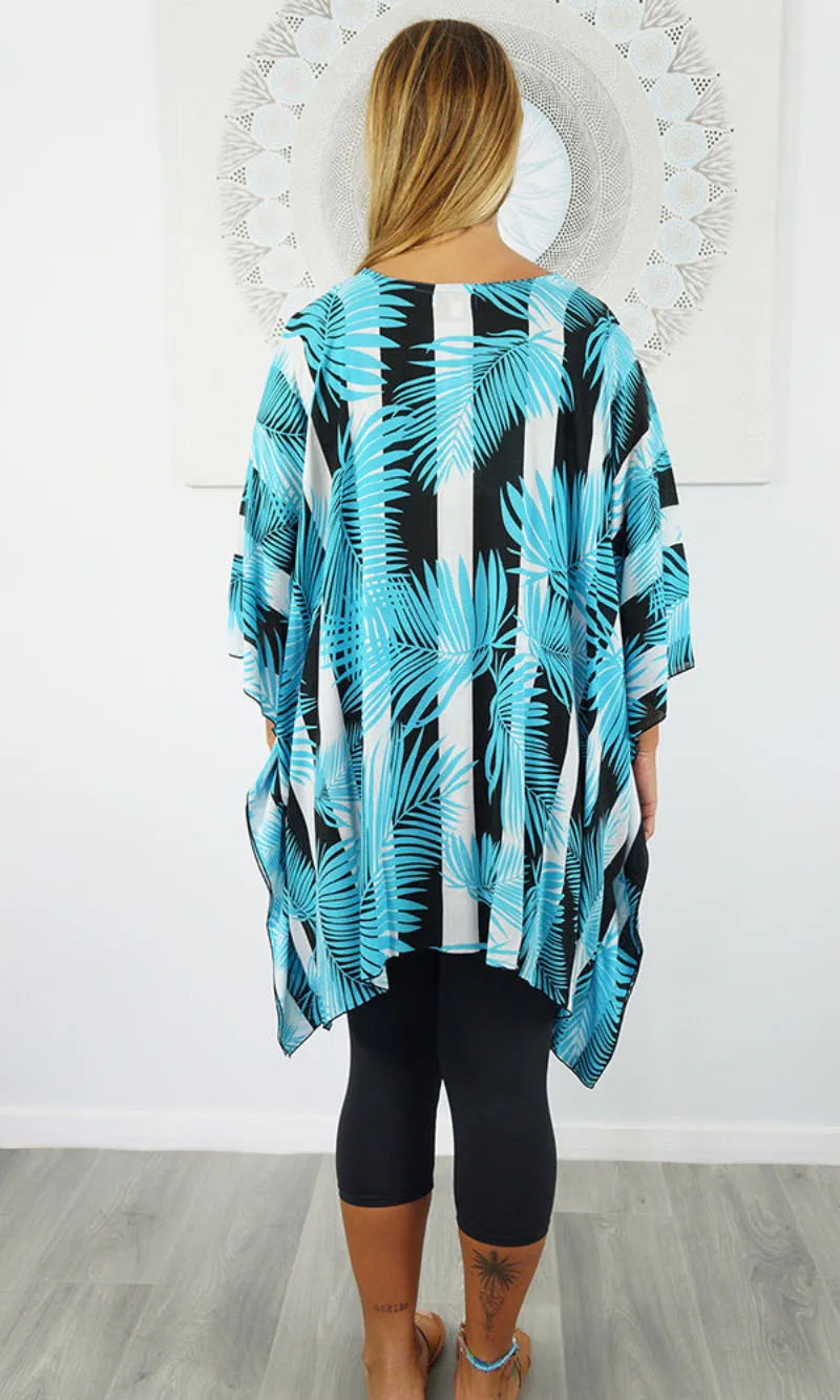 Rayon Tunic Short Leaf/Stripes