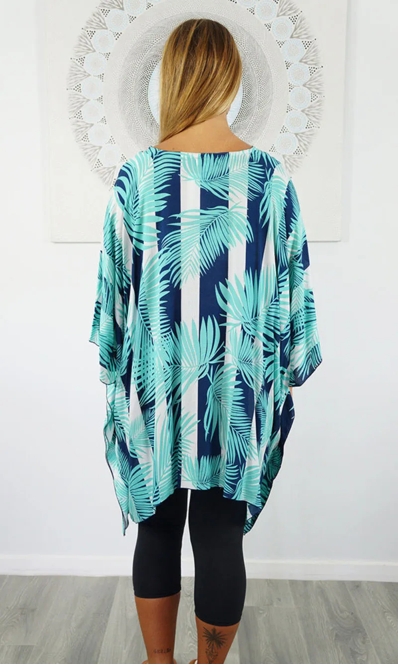 Rayon Tunic Short Leaf/Stripes