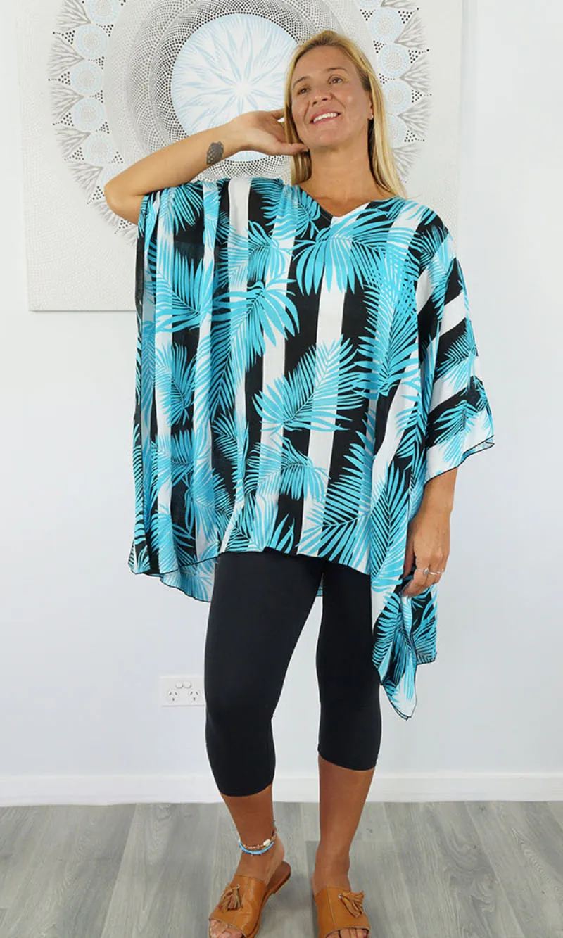 Rayon Tunic Short Leaf/Stripes