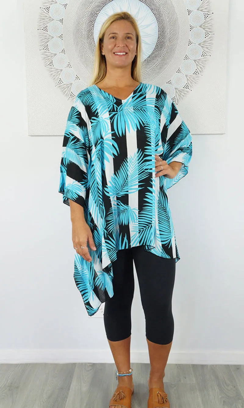 Rayon Tunic Short Leaf/Stripes