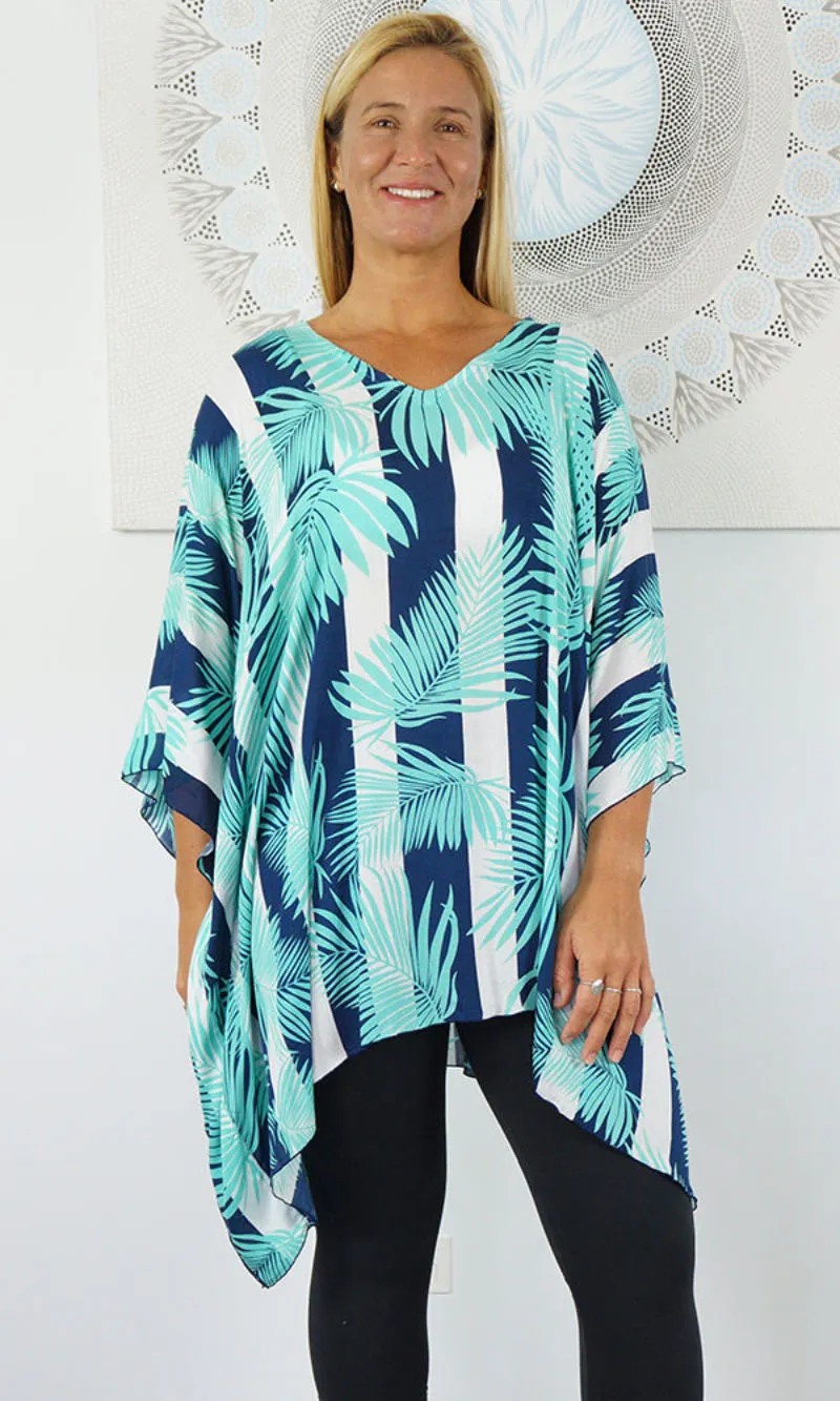 Rayon Tunic Short Leaf/Stripes