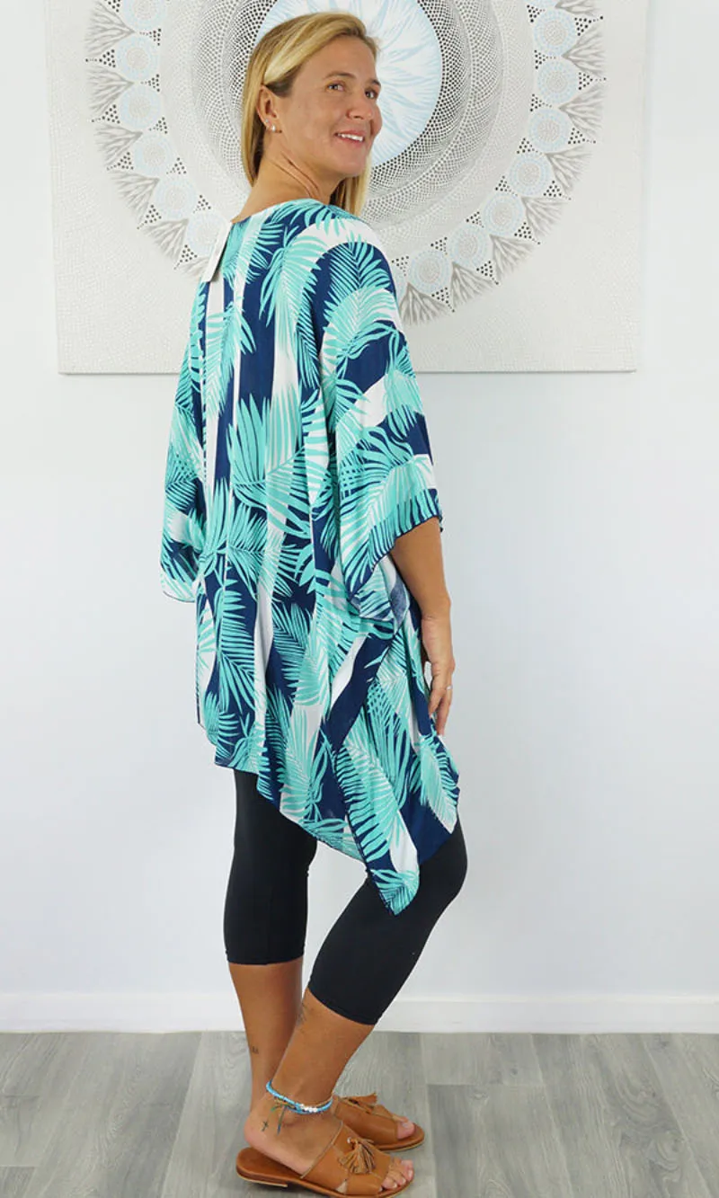 Rayon Tunic Short Leaf/Stripes