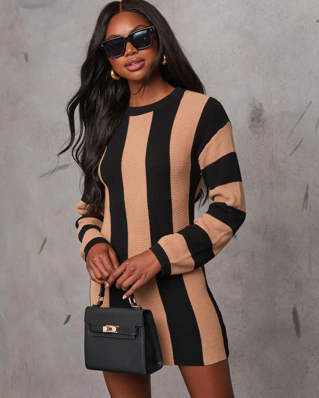 Ready Freddy Striped Mini Sweater Dress