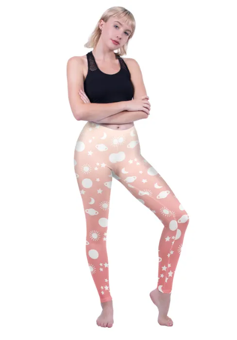 Regular Leggings (8-12 UK Size) - Cute Pink Planets