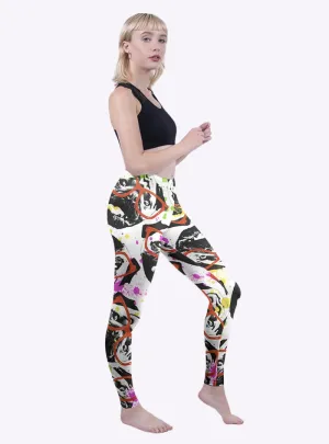 Regular Leggings (8-12 UK Size) - Graffiti Glasses Pug