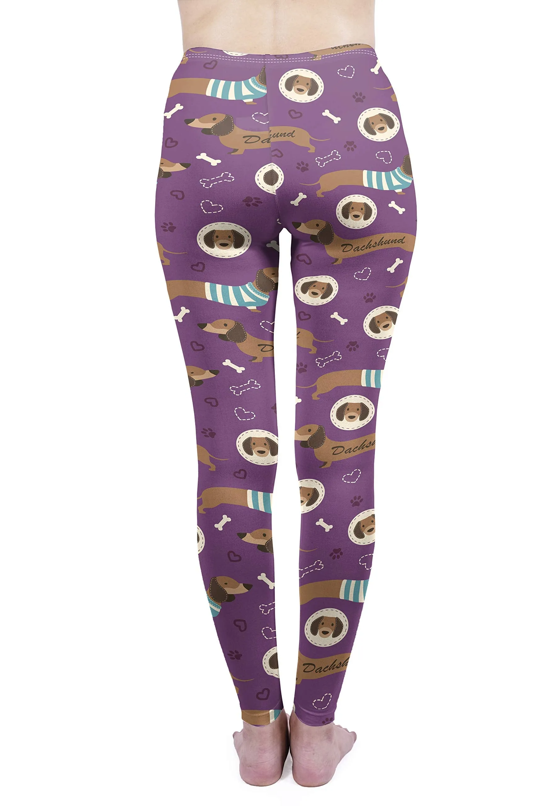 Regular Leggings (8-12 UK Size) - Purple Dachshunds