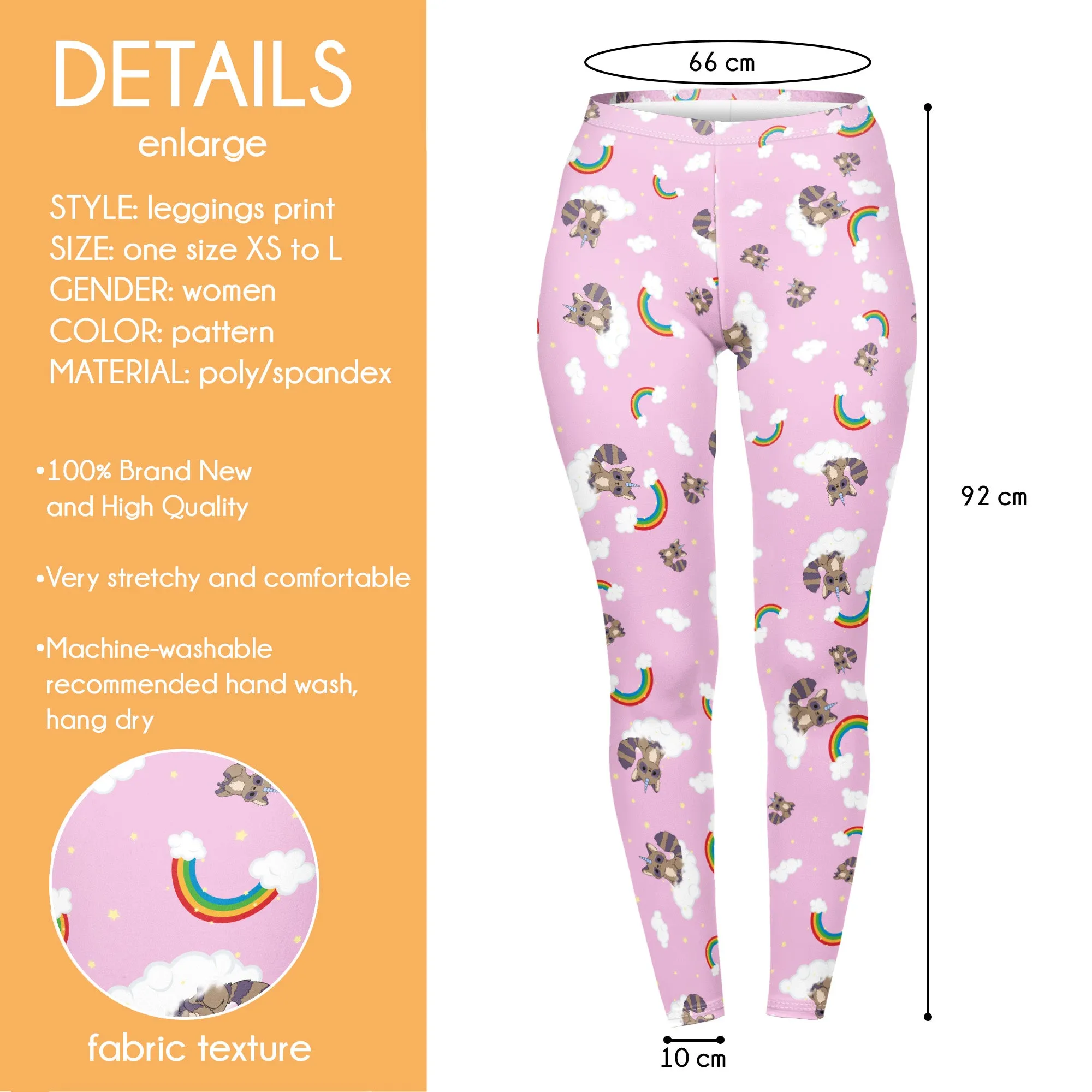 Regular Leggings (8-12 UK Size) - Raccoonicorn