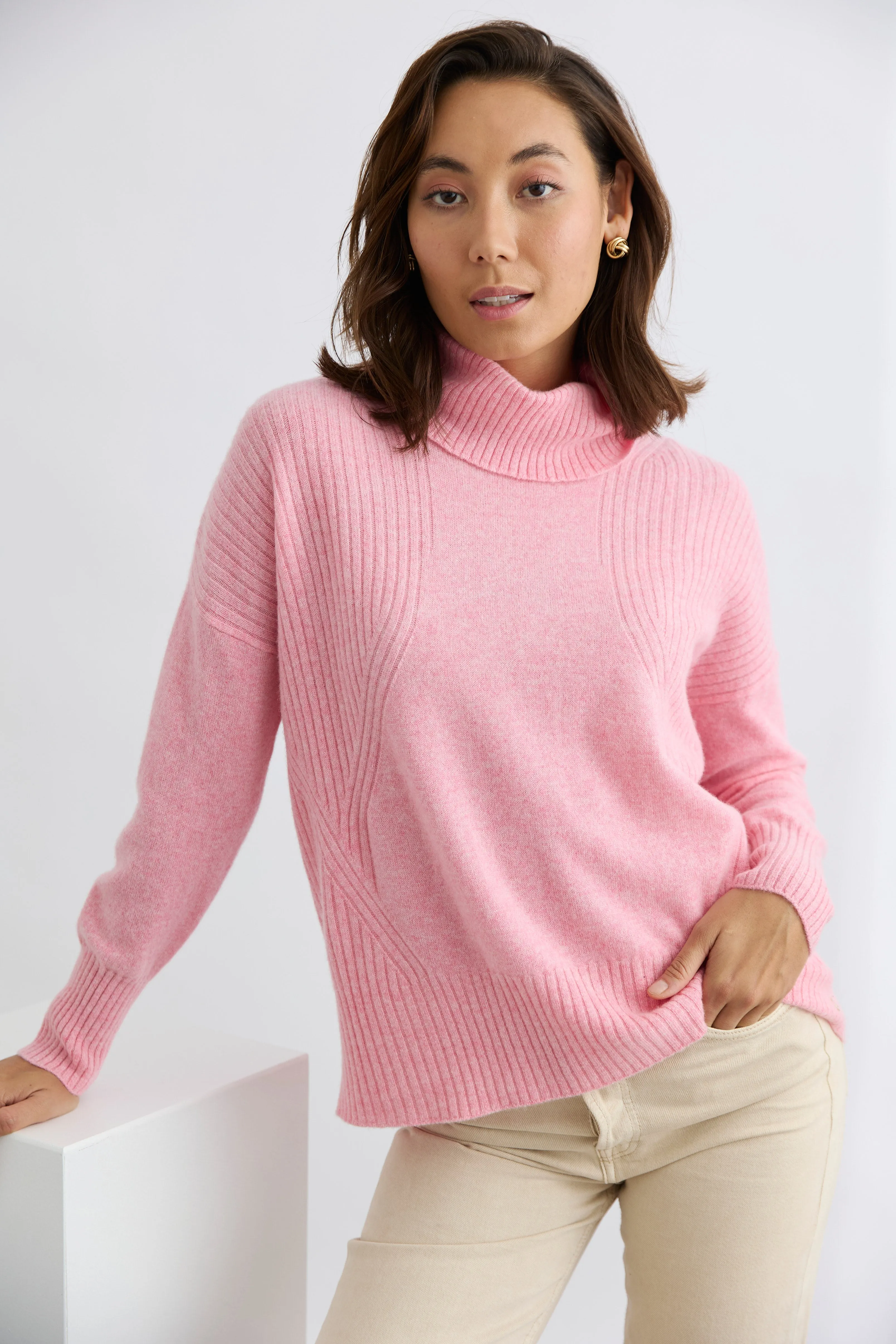 Ribbed Roll Neck Sweater