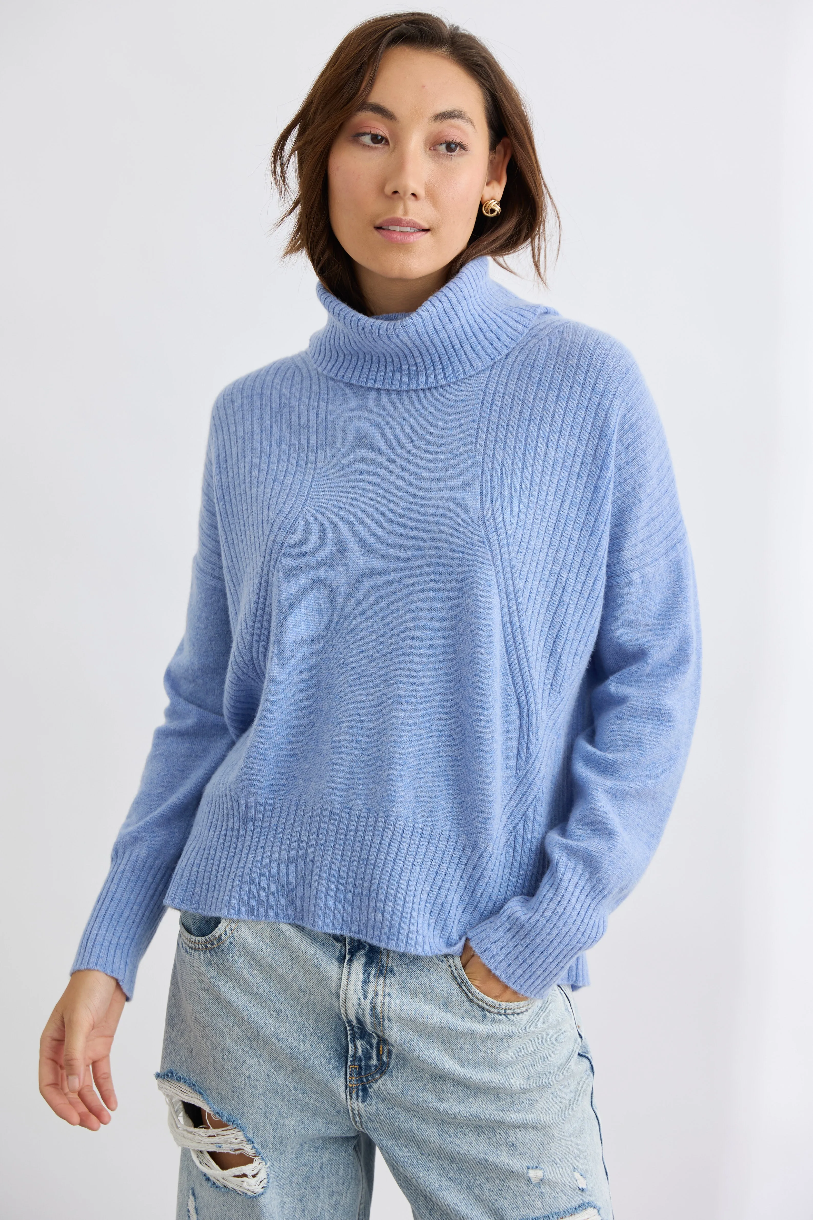 Ribbed Roll Neck Sweater