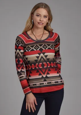 Roper Womens Aztec Sublimation Red/Black Polyester L/S Tunic