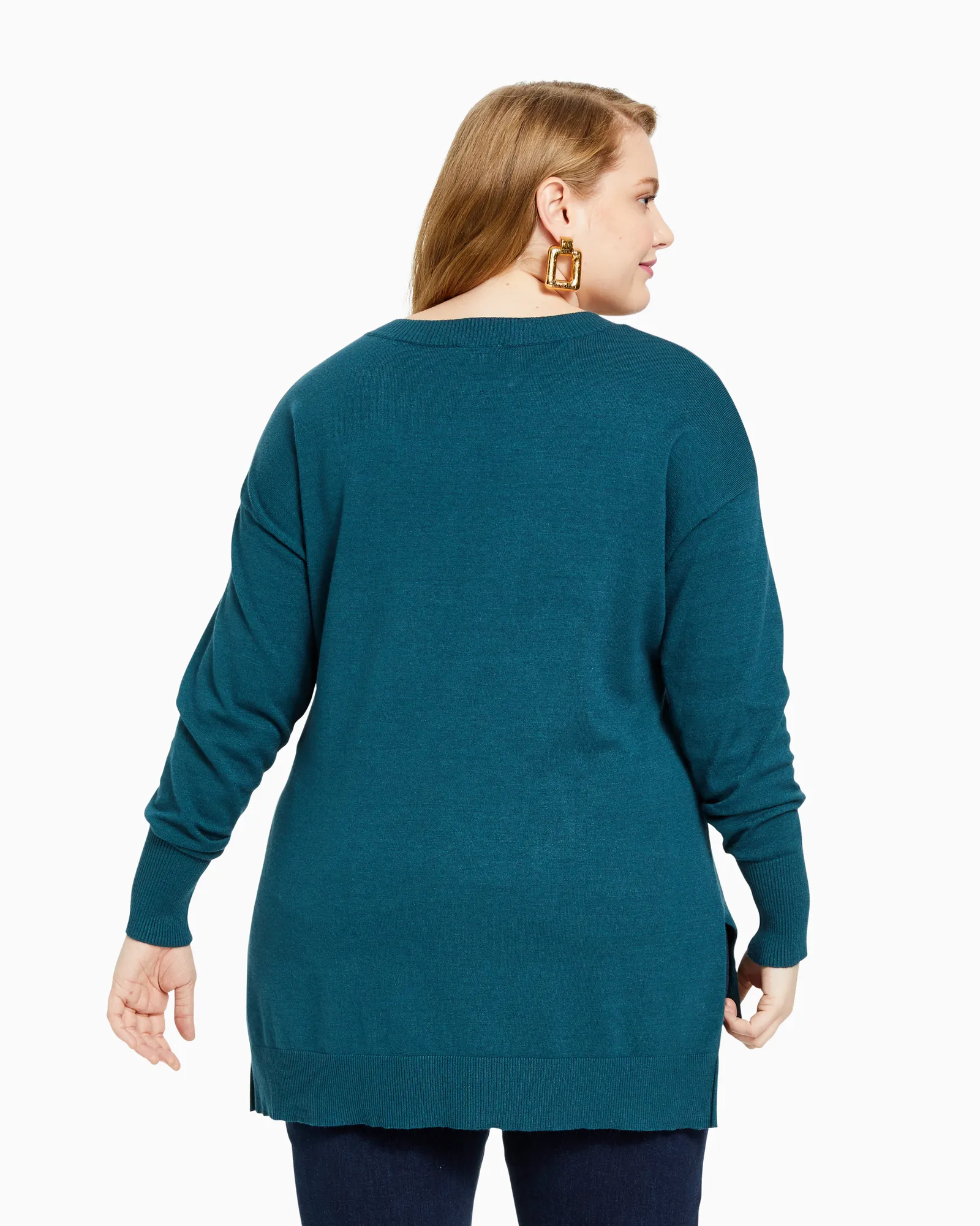 Rosie V-Neck Tunic Sweater | Teal