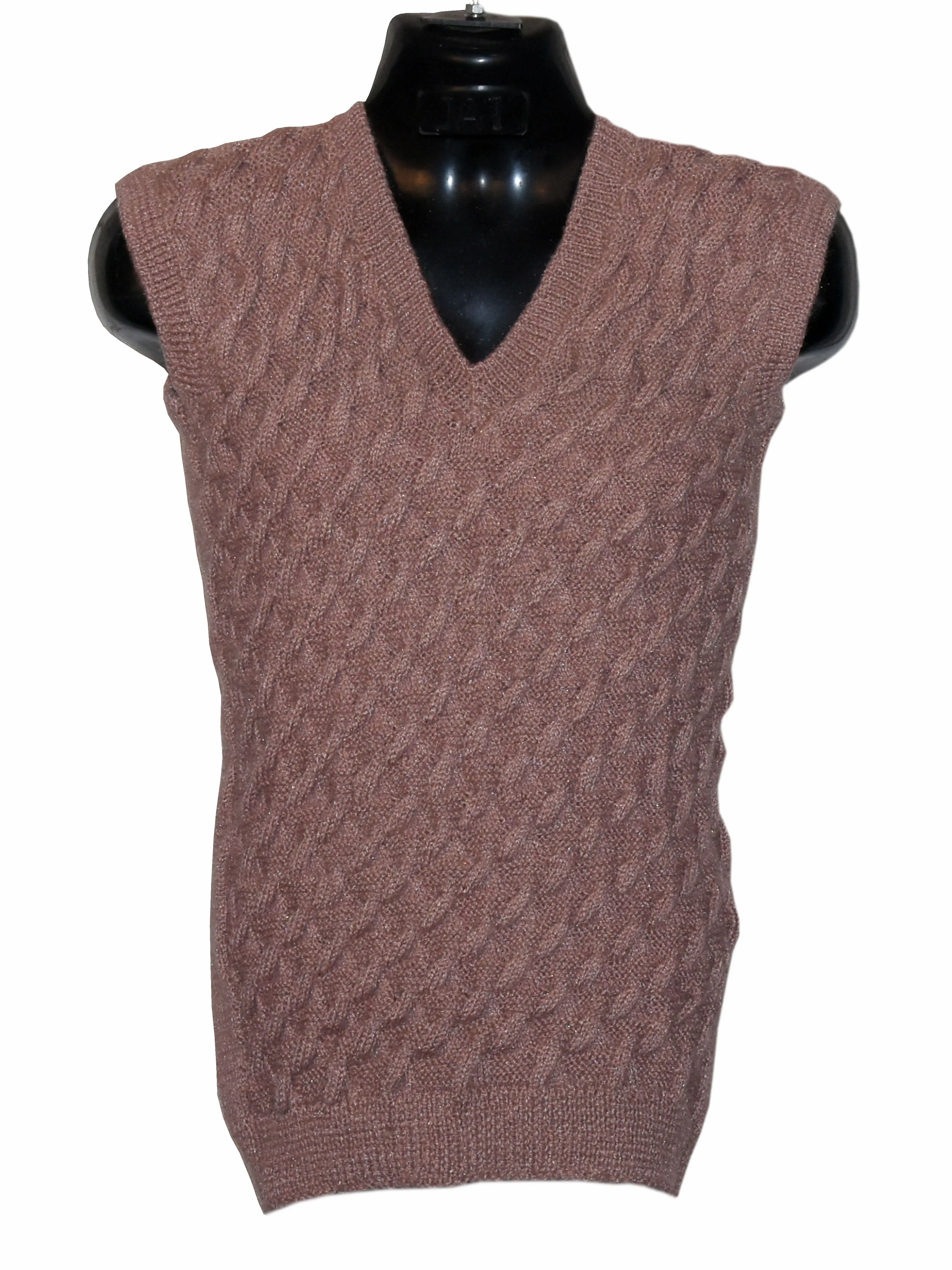 Rosy Brown Woollen Handmade Sweater For Men V-neck Unique Graminarts Design