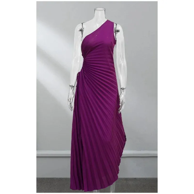 Ruffle Pleated Maxi Dress