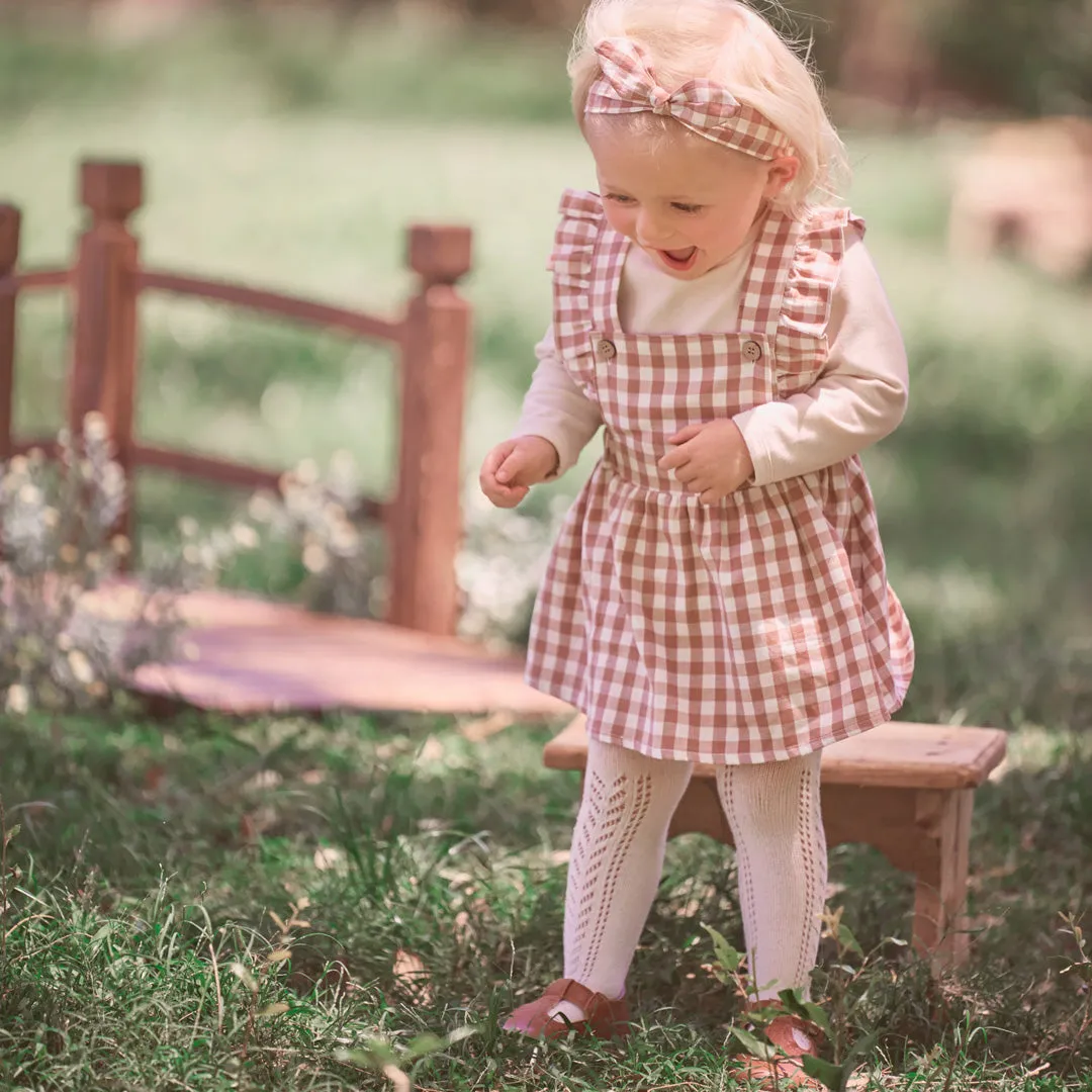 Rust Gingham Woven Pinafore Dress & Bodysuit