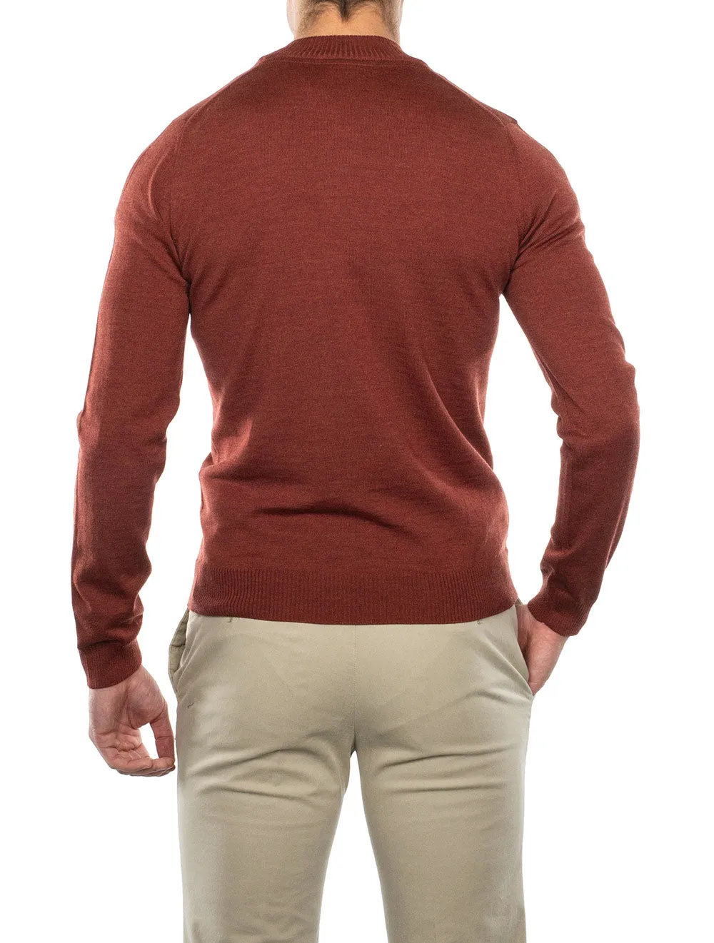 Rust Half Zip Mockneck Jumper