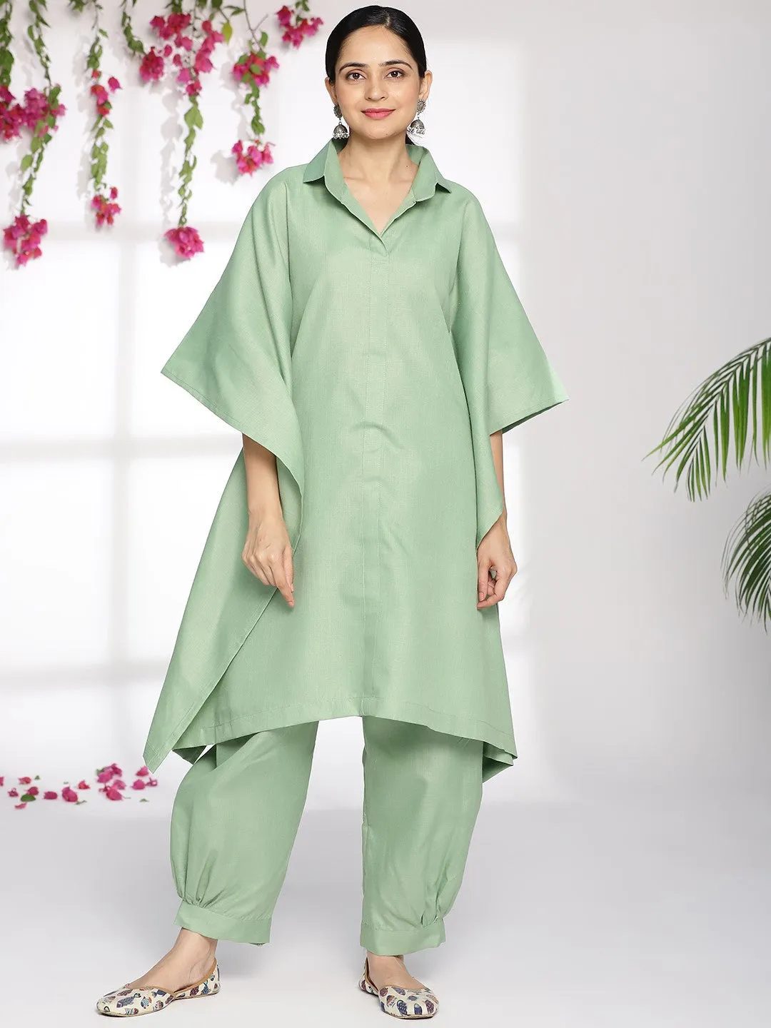 Sagegreen CottonSlub ShirtKurta