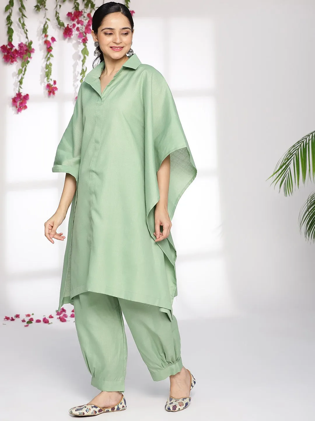 Sagegreen CottonSlub ShirtKurta