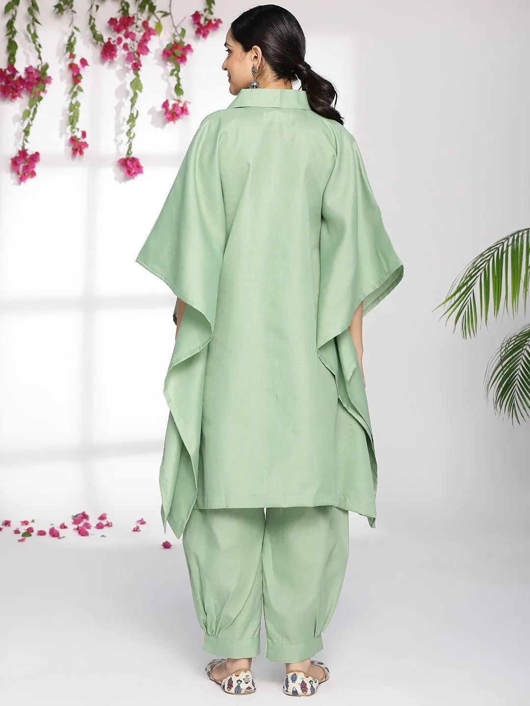 Sagegreen CottonSlub ShirtKurta