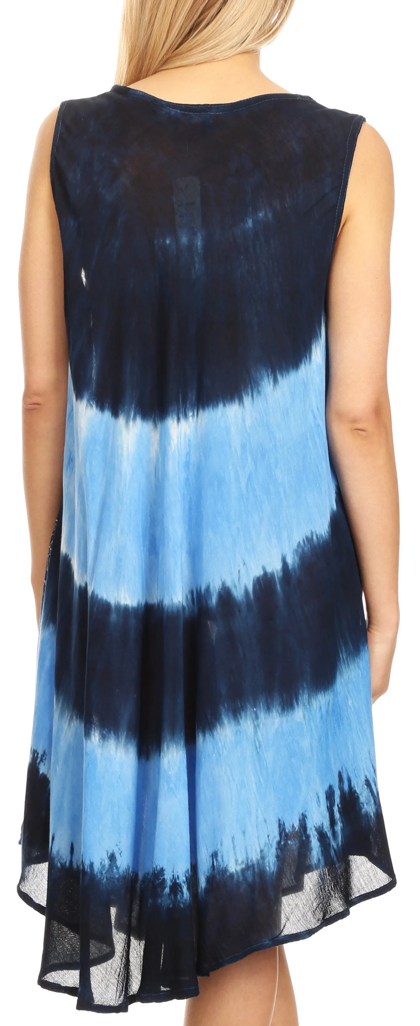 Sakkas Daniella Women's Flowy Tie Dye Relax Caftan Tank Dress Cover up Sleeveless