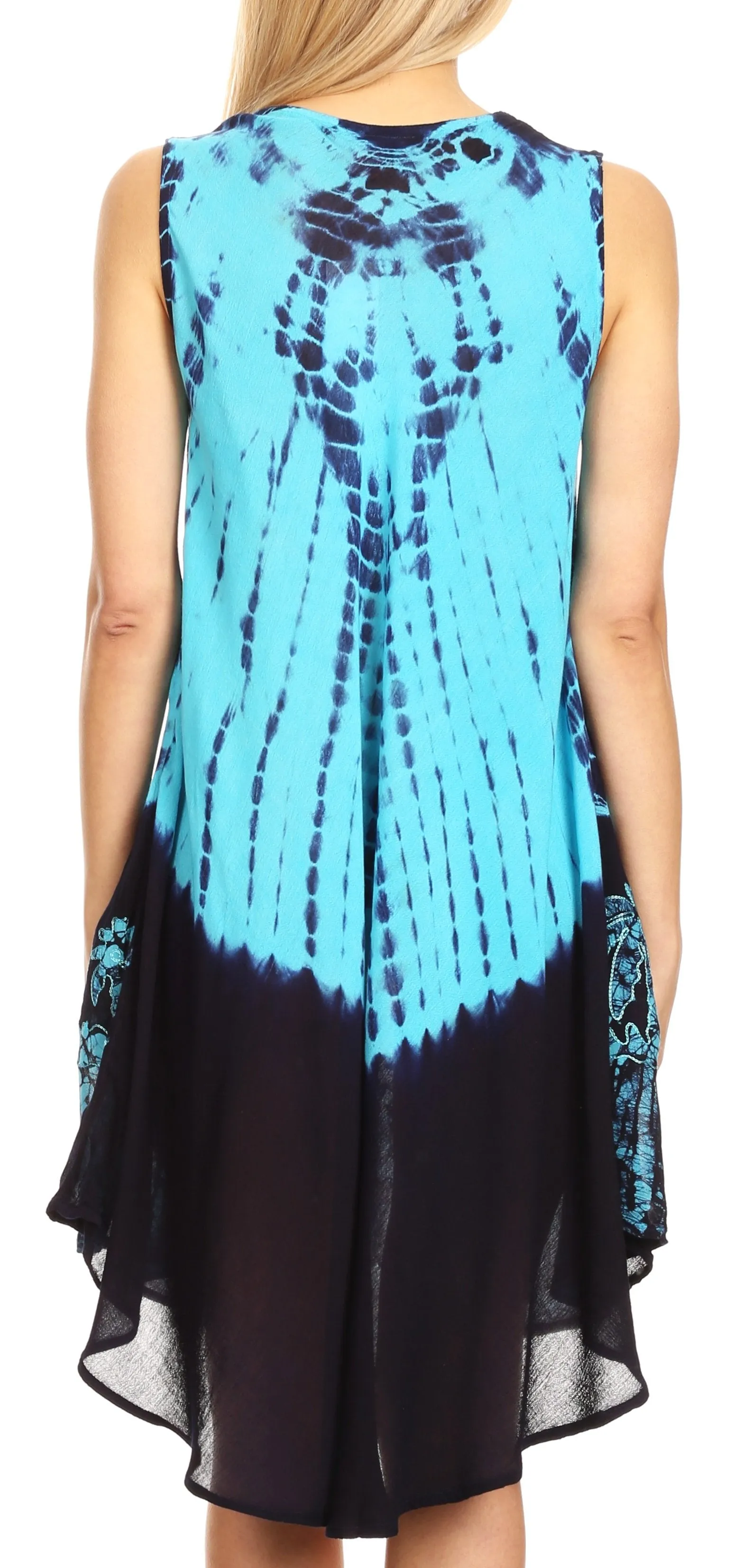 Sakkas Mariela Women's Tie Dye Loose Sleeveless Tank Short Nightgown Dress Coverup