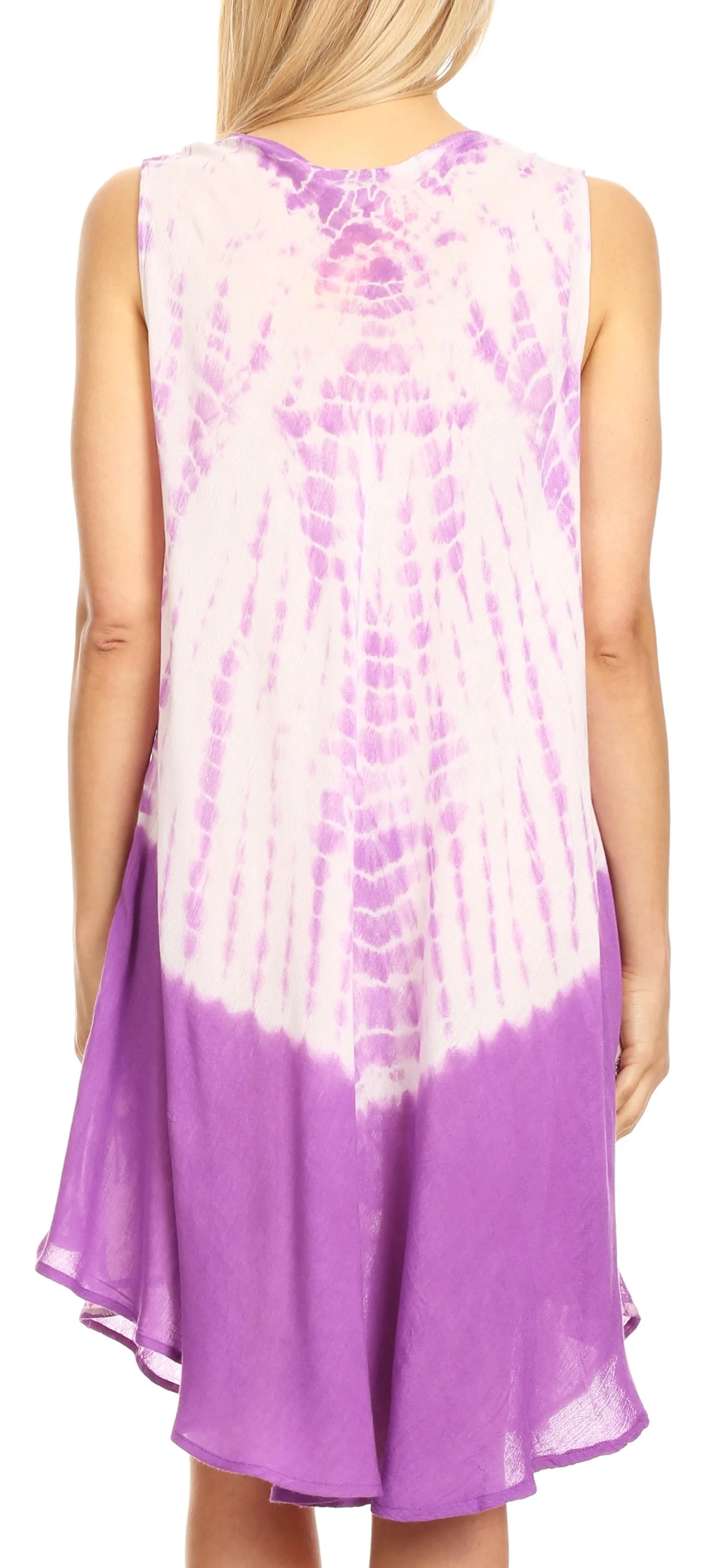 Sakkas Mariela Women's Tie Dye Loose Sleeveless Tank Short Nightgown Dress Coverup